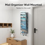 13 Tier Wall File Organizer - Hanging File Organizer with 5 Hooks, Mail Holder Wall Mounted for Papers, Folders, Magazines, B