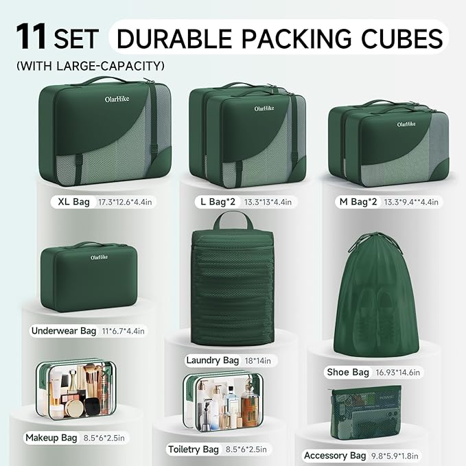 11 Set Packing Cubes for Travel, Gifts for Women Mom Kids, TSA Approved Bags for Makeup, Cosmetic, Toiletry, Suitcase Organiz
