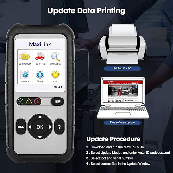 Autel OBD2 Scanner ML529 Code Reader, OBD2 Code Scanner with Lifetime Software Update, AutoVIN for Quick DTC, Turning Off