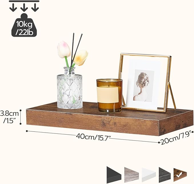 HOOBRO Floating Shelves and Console Table Bundle, Wall Mounted Shelf Set of 2, 15.7" Narrow Entryway Table with Charging Stat