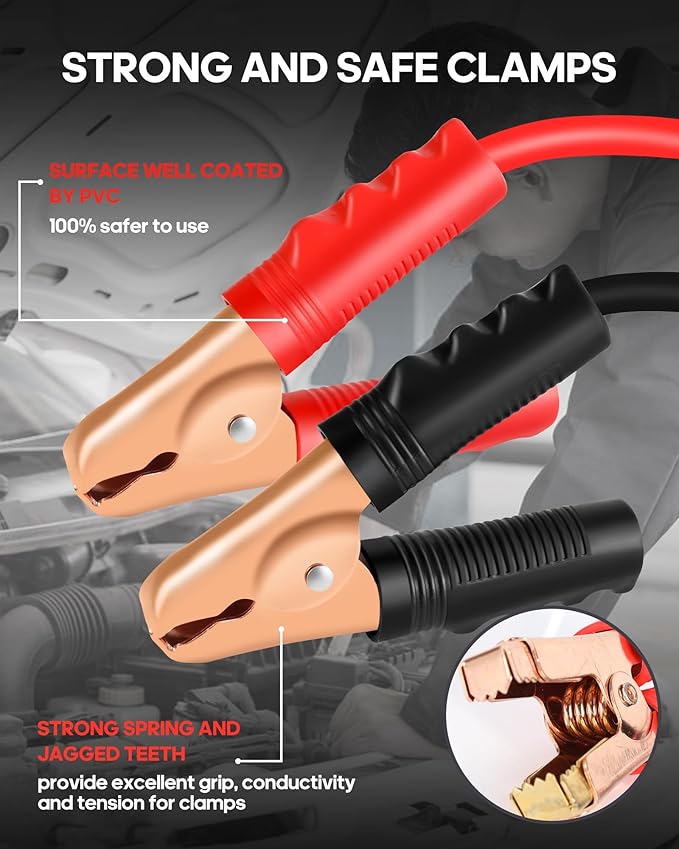 SAFEMATE 4/0 Guage 20 Ft 3000A Heavy Duty Booster Cables, Transfers Higher Voltage Than 2/0, 0, 2~12 Gauge Jumper Cables, For Heavy Duty Automotive to Jump Starting Dead or Weak Batteries