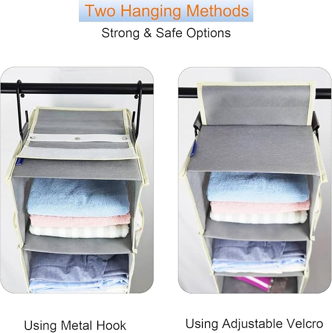 2 Pack Large-Sized Hanging Shoe Organizer 8-Shelf, Hanging Closet Organizer with 8 Side Pockets, Wider Hanging Shelves for St