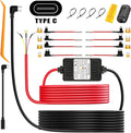 Dash Cam Hardwire Kit, Acc Hardwire Kit for Dash Camera Type C 3-Lead Hard Wire Kit 12V-24V to 5V USB-C Hard Wire Kit w/Low Voltage Protection 13ft Charger Power Cord for GPS Radar Detectors and More