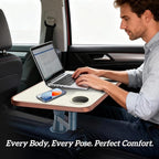 Car Tray& Car Desk for Laptop,Dual 360° Rotating,Anti Slip Leather Surface,Steering Wheel Tray,Car Accessories- Compatible with Tesila Model Y/3/S, Forrd F150/Explorer/Maverick/Most Vehicles (White)