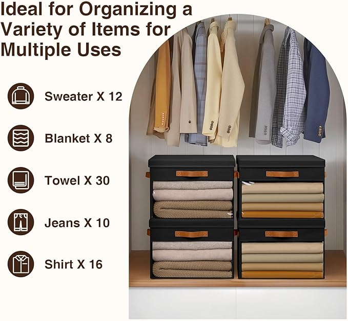 Homsorout Large Storage Bins with Lids - 3 Pack Foldable Decorative Organizers with Clear Windows & Handles, Cube Storage Org