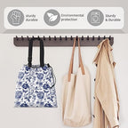 Car Trash Bag Large Hanging Can for Back of Seat, Cute Waterproof Car Garbage Bag for Vehicle, Travelling, Outdoor Cute Blue Whit Flower