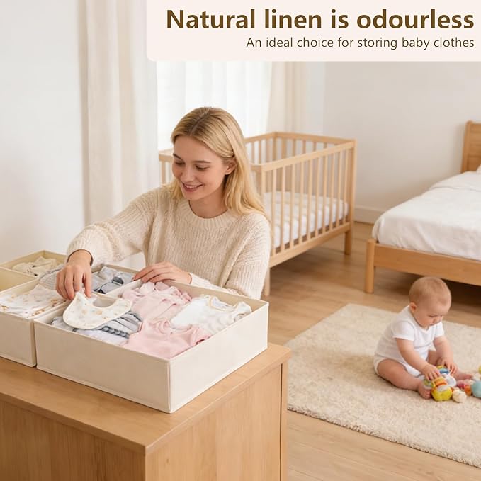 Drawer Organizer Clothes, 16 Pack Dresser Organizer Bins, Foldable Closet Organizers and Storage Fabric Dresser Bins, Shallow