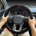 Carodi Suede Steering Wheel Cover ， Non-Slip Leather Car Interior Fitting 15-inch Universal