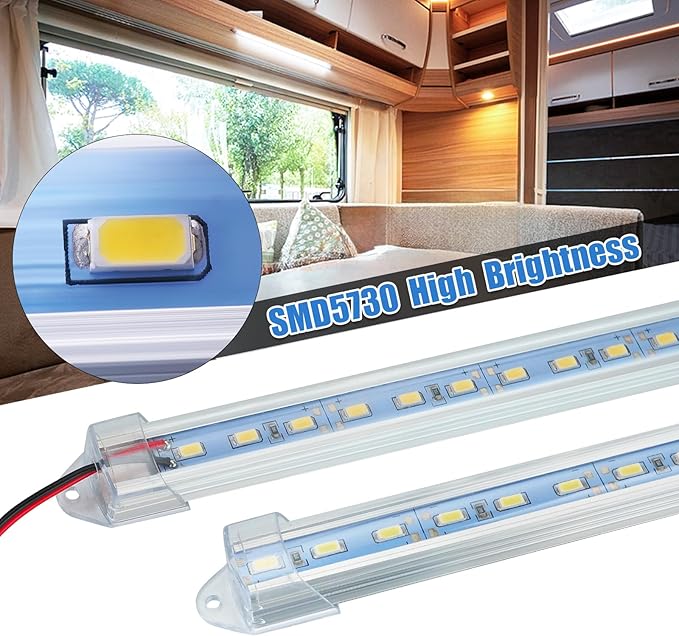 10 Pack DC12V LED Lights Strip Bar Interior Lighting for Enclosed Cargo Trailer, Car, RV, Truck, Camper, Van, Boat, Cabinet - White