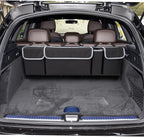Car Trunk Organizer with Lid, Backseat Hanging Storage Bag with 4 Pockets & 3 Adjustable Straps, Waterproof PVC