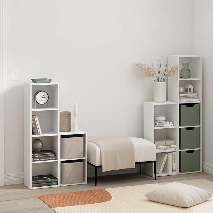 Furinno PASIR Book Shelf, 4-Tier Bookcase, Modern Standing Bookshelf, Open Storage Shelf, 9 x 12 x 42 Inches, for Home Office