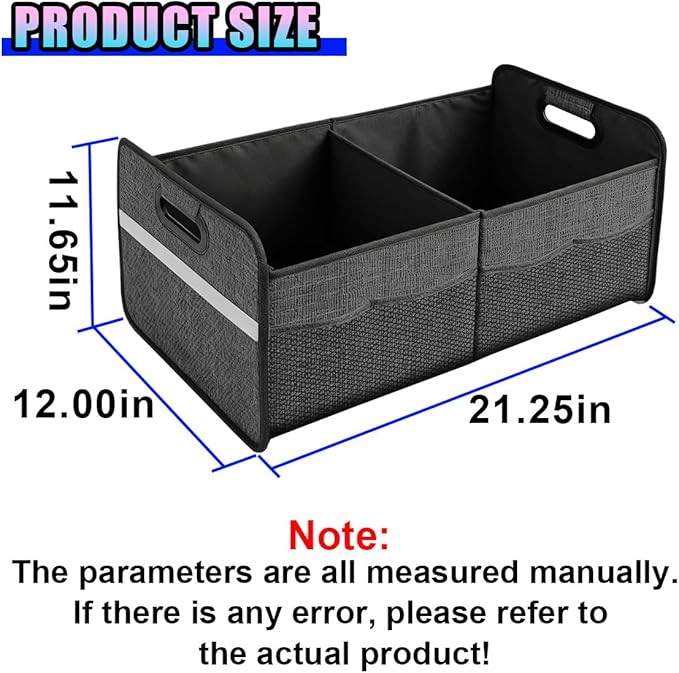 Car Trunk Organizer, Waterproof Large Capacity 600D Oxford Fabric Auto Trunk Storage Container with Pockets,