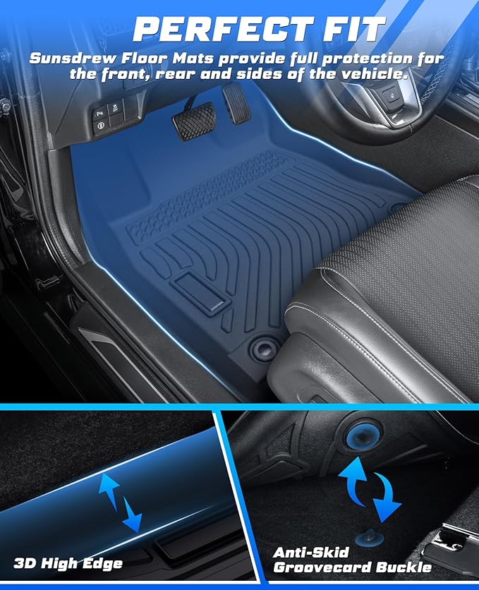 Sunsdrew Floor Mats for 2022-2026 Honda Civic Accessories (Include Sport, Not for Hybrid), for Acura Integra 2023-2025, All Weather Car Mats Front Rear 2 Rows TPE Rubber Raised Edge