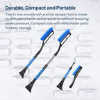 MMOBIEL Snow Brush and Ice Scraper for Car Windshield Essential Automotive Exterior Accessory, Winter Car Gadget – Detachable Universal Vehicle Snow Scraper – Durable Ergonomic Grip – Blue