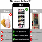KYEVIS Over the Door Hat Organizer for Baseball Caps, Hold up to 60 Hats Rack Storage for Door/Closet/Wall, Clear Pockets Han
