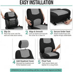FH Group Flat Cloth Full Set Car Seat Covers Three Row 7 Seater - Universal Fit for Cars, Trucks & SUVs Gray