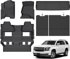Floor Mats for Chevrolet Chevy Tahoe 2015-2020 and for GMC Yukon 2015-2020 (Bucket Seat), TPE Waterproof Non-Slip All Weather Protection Custom (Floor Mats & Cargo Liner & Seatback Cargo Mat)