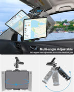 woleyi Sun Visor Car Tablet Holder, Visor Clip Tablet Mount for Car, 360° Rotation Universal Steering Wheel Tablets Clamp with 1/4'' Screw for iPad Pro Air Mini, Phone, Switch, 4.7-13" Devices/Camera