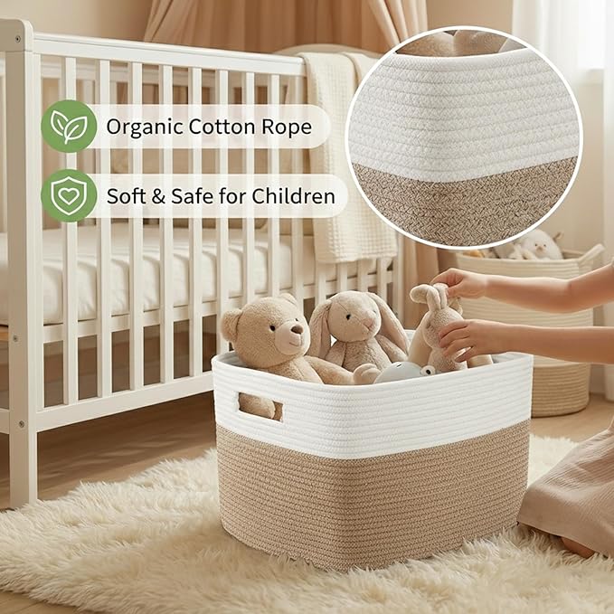 JMvicyroam Woven Blanket Basket,96L Large Storage Bin for Blankets Toys Clothes,Decorative Rope Basket for Living Room Bedroo
