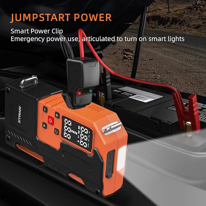 Jump Starter with Air Compressor 4000A Portable Battery Pack 10000mAh Power Bank Emergency SOS LED Light 22-Cylinder 150PSI