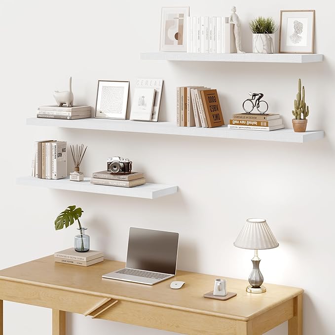 Vivelove 10 in Deep Floating Shelves for Wall, 55" x 10.2" x 1.5" Shelves for Room Wall Mounted, 1.5 Inch Thick Shelf for Bat