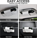 Sunglass Holder for Car Visor, Car Sunglasses Holder Leather, Eyeglasses Holder Glasses Storage Case Visor Accessories