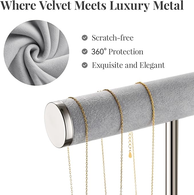 bussdis 2 Tier Bracelet Holder Display - Detachable T Bar Grey Velvet Bracelet Holder, Jewelry Holder Organizer for Bracelet,