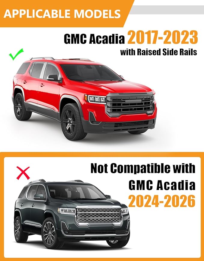 Heavy Duty 300lbs Cross Bars Roof Racks Compatible with GMC Acadia 2017 2018 2019 2020 2021 2022 2023, Aluminum Roof Rails Crossbars Luggage Cargo Carrier Rooftop Car SUV Accessories