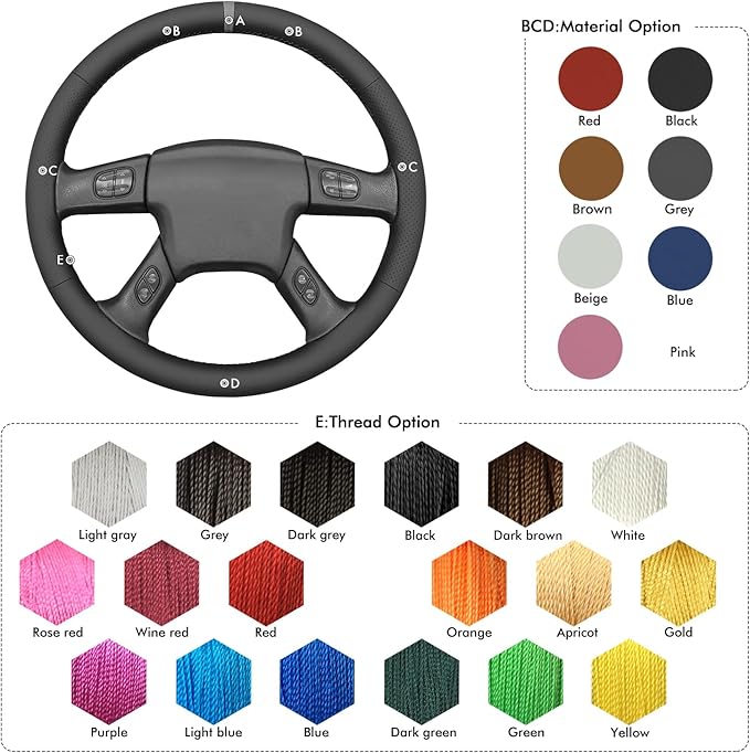 MEWANT Steering Wheel Cover for Chevy Silverado 1500/2500 / 3500 2003-2006 / Silverado 1500 2500HD 3500 Classic/Trailblazer Hand-Stitched Microfiber Leather Steering Wheel Wrap