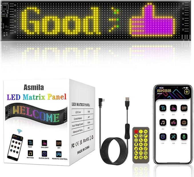 Taxi Sign 14.7 x 3.6 inch, Flexible LED Display Light, Christmas Car Decor, Programmable Scrolling LED Light Signs for Windshield, Rear Window and Side Window
