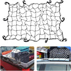 AUCELI Car Cargo Net, 47" x 31.5" Bungee Cargo Net for Roof Top Cargo Racks, Adjustable Luggage Roof Sundries Grid Mesh Bag, Elastic Vehicle Roof Miscellaneous Storage Organizer for SUV Truck
