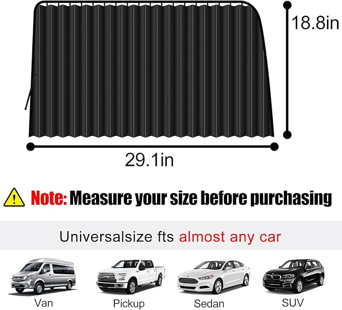 XCBYT Car Window Shades - 2 Pack Side Window Sun Shades 99% Light UV Block Car Curtains for Camping, Napping, Sleeping, Breastfeeding, Cloth Changing