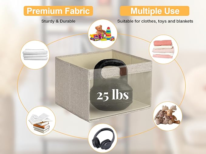 StorageWorks Closet Storage Bins, Extra Large Storage Baskets with Clear Window and Handles, Foldable Fabric Organizer for Cl