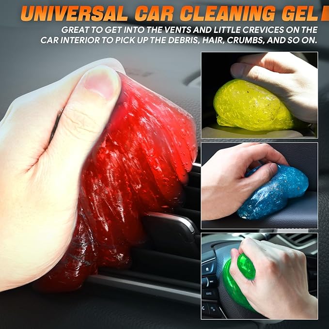 Auto Detailing Jelly Set Car Cleaning Putty - Universal Cleaning Gel for Cars, Vents, Electronics & More - Blue, Red, Green, 
