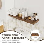 Fun Memories Small Floating Shelves for Wall - 8 Inch Square Wall Shelves with Invisible Brackets, Walnut Shelves for Bathroo
