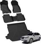 LASFIT Floor Mats & Cargo Mat for Subaru Forester 2018 2017 2016 2015 2014, All Weather TPE Custom Fit Easy Clean Durable No-Curling Car Accessories for Forester 2014-2018 Floor Mats & Trunk Liner