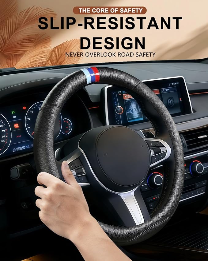 Customized Auto Car Steering Wheel Cover for BMW X1 X2 X3 X4 X5 X6 X7 i3 i4 i5 i8 535i 740Li 335i M3 M4 M5 Z1 Z3 Z4 Z5 (Black