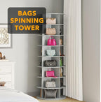 SpaceAid 8 Tier Rotating Shoe Rack Tower, Spinning Shoe Display Lazy Susan, Revolving 360 Shoe Rack Storage Round Carousel, V