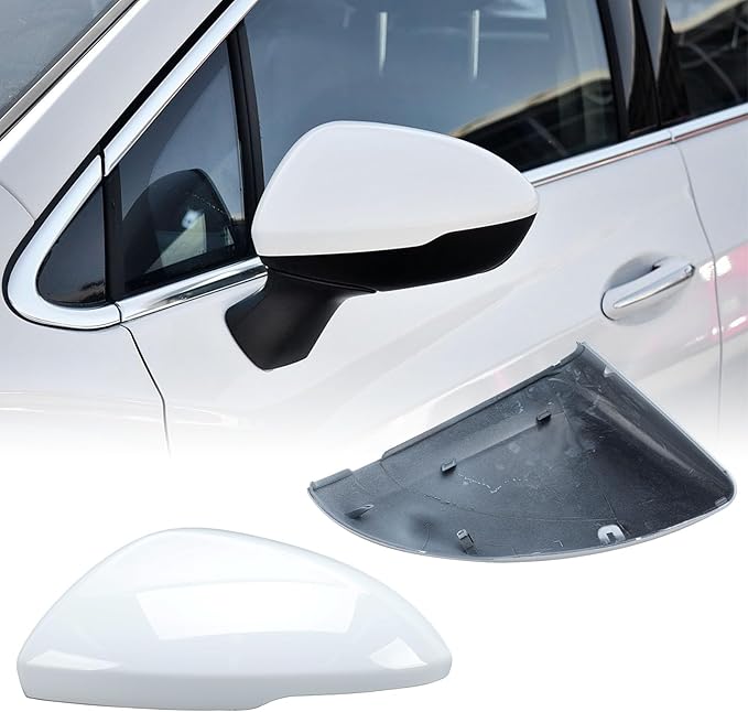 Left Driver Side Mirror Cover Caps Compatible with Chevrolet Chevy Cruze 2017 2018 2019 Replacement Rear view Mirrors Trim (White)