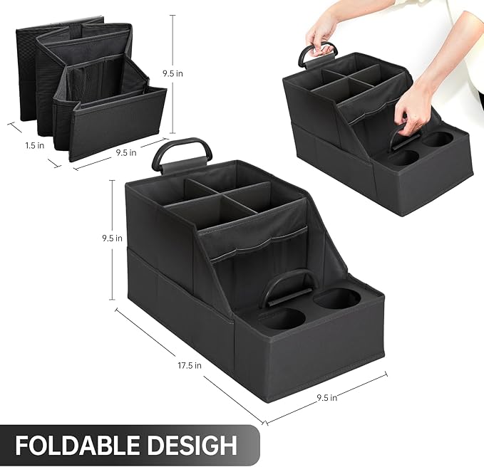 MULISOFT Car Seat Organizer- Backseat Car Organizer with 12 Storages Compartments and 2 Cup Holders, Organizers and Storage,