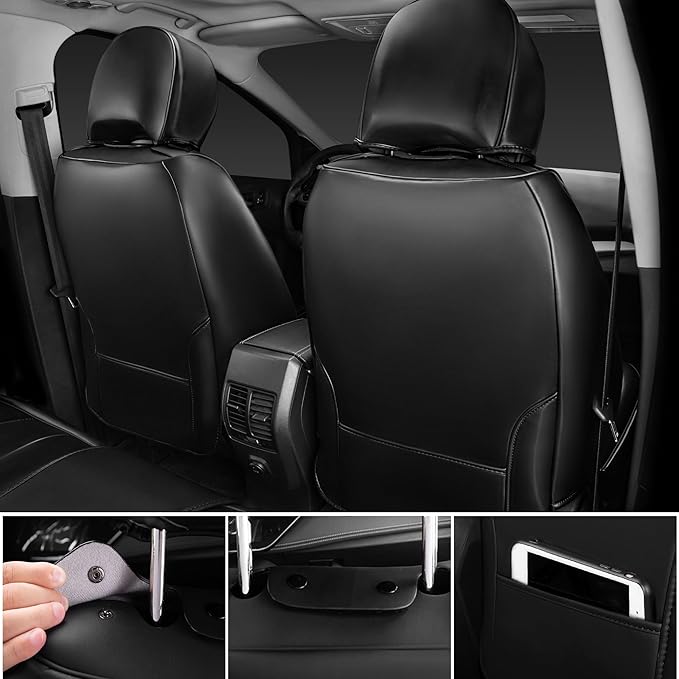 CAR PASS Ultra+ Nappa Patent Leather Car Seat Covers Full Set Universal Cushioned,Soft Breathable Waterproof Anti-Slip Driver