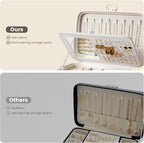 Lolalet 2 Layer Jewelry Box with Lock and Key for Teen Girls & Young Women, Jewelry Organizer Case with Round Clasp and Mirro