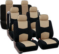 FH Group Three Row 7 Seater - All Purpose Flat Cloth Built-in Seat Belt Car Seat Cover - Universal Fit for Cars Trucks & SUVs