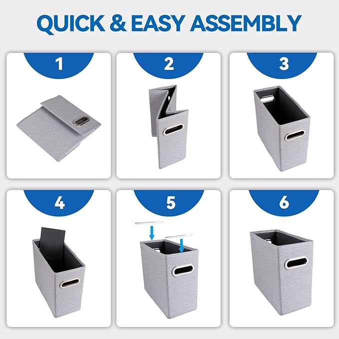 8 Packs Letter Size File Organizer, File Folders Organizer, Fabric Storage Box, Collapsible Paper Organizer with Metal Handle