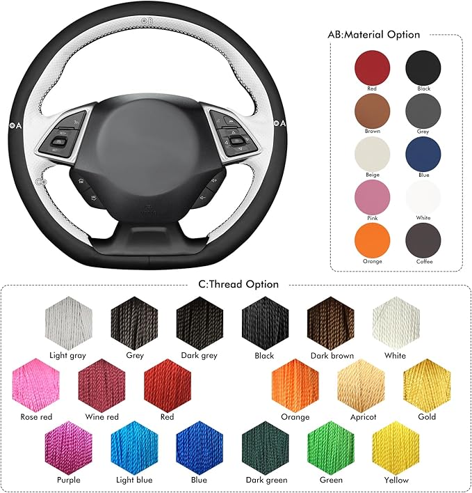 MEWANT Hand Sewn 3D Style Steering Wheel Cover Wrap for Chevrolet Camaro 2017-2022 Steering Wheel Accessories for Chevrolet Camaro 2017-2022
