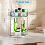 360 Rotating Makeup Organizer, 2 Tier Lazy Susan Bathroom Counter Organizer, Skincare Organizers, Spinning Perfume Organizer 