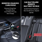 Car Seat Gap Filler Set of 2, Upgraded Car Side Seat Gap Fillers with Organizer, Cup Holder & Hook Function, Inserts Between Front Seats Console Catcher 4in1 Gap Stopper Fill Plug Storage Box (Black)
