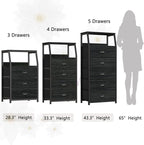 Furnulem Tall 4 Drawers Dresser, Vertical Storage Tower Black Dresser for Bedroom, Hallway, Entryway, Nursery, Closet Organiz