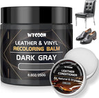 Leather Recoloring Balm with 100ml Mink Oil Conditioner | Dark Gray Repair Kit, Dye & Color Restorer for Furniture, Sofa, Car