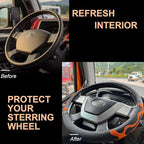 PINCTROT XL Size 17.5-18 Inch Comfy Grip Steering Wheel Cover for Semi Truck, Fits RV, Big Rig Trucker, 18 Wheeler and Classic Cars, Anti-Slip Design 17.5-18 Inch(Silicone Orange)